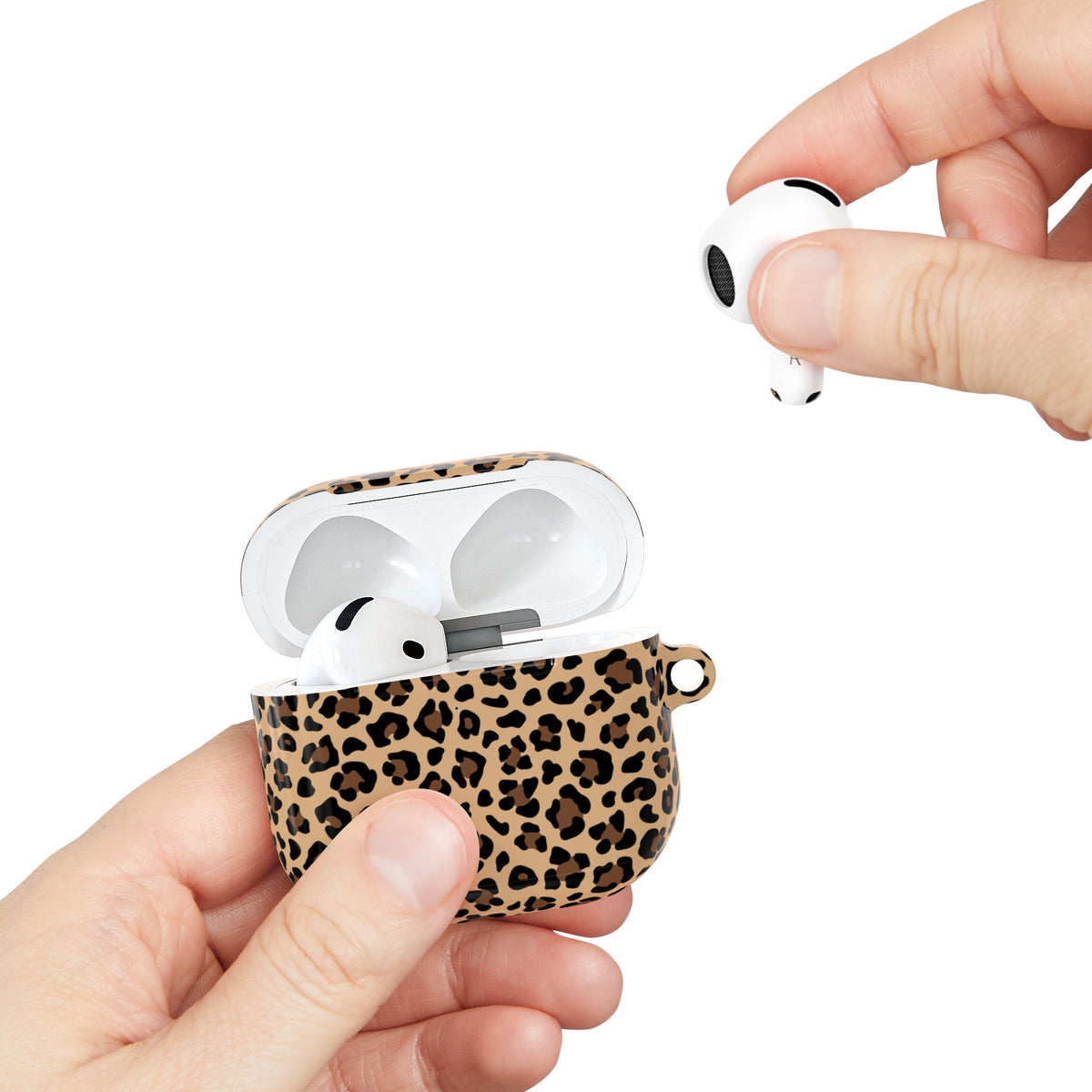 Leopard Print AirPods Case | Tan & Black Animal Print Protective Charging Case |