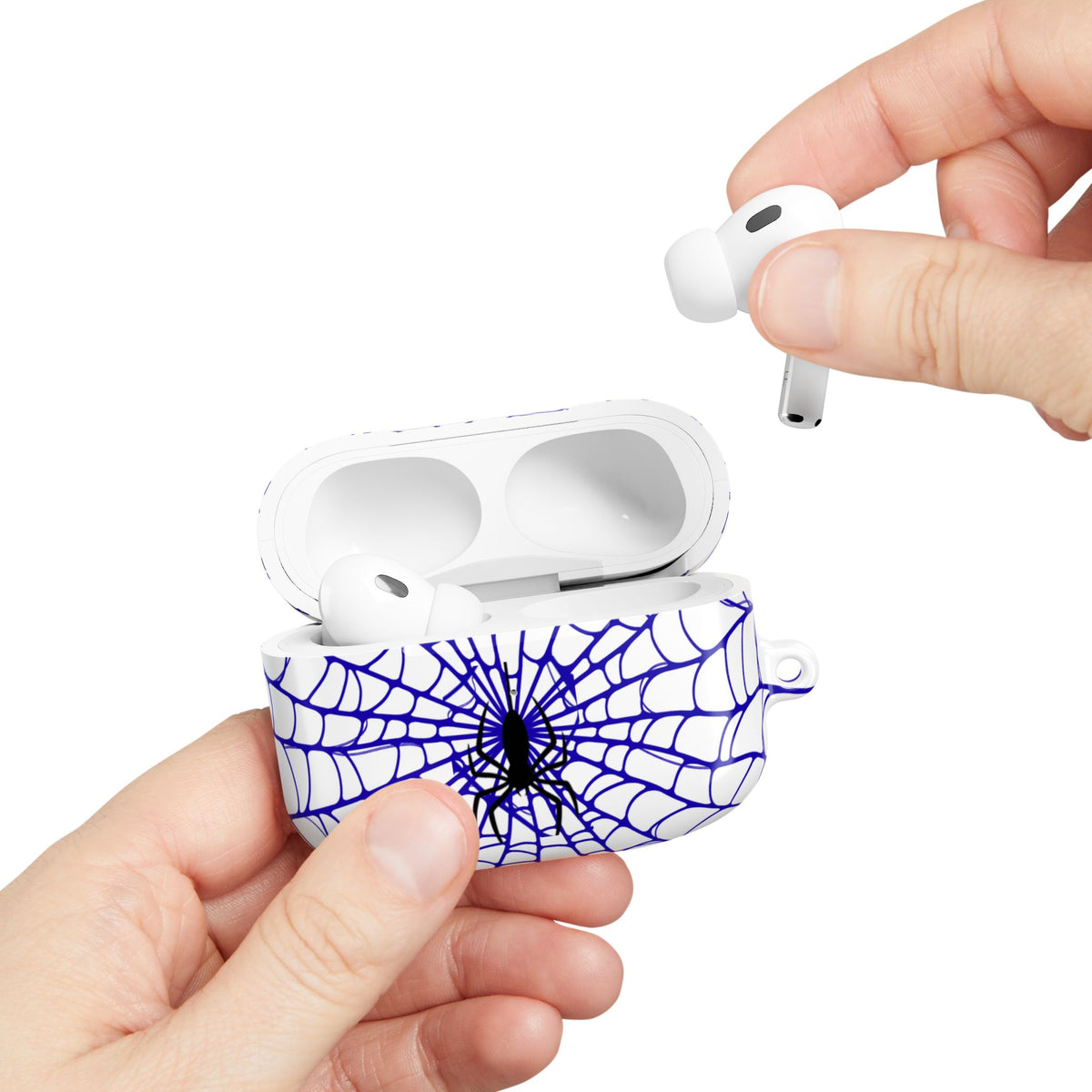 Web Pattern AirPod Case | Blue Web Comic-Inspired Earbud Cover | Glossy Protective Case |