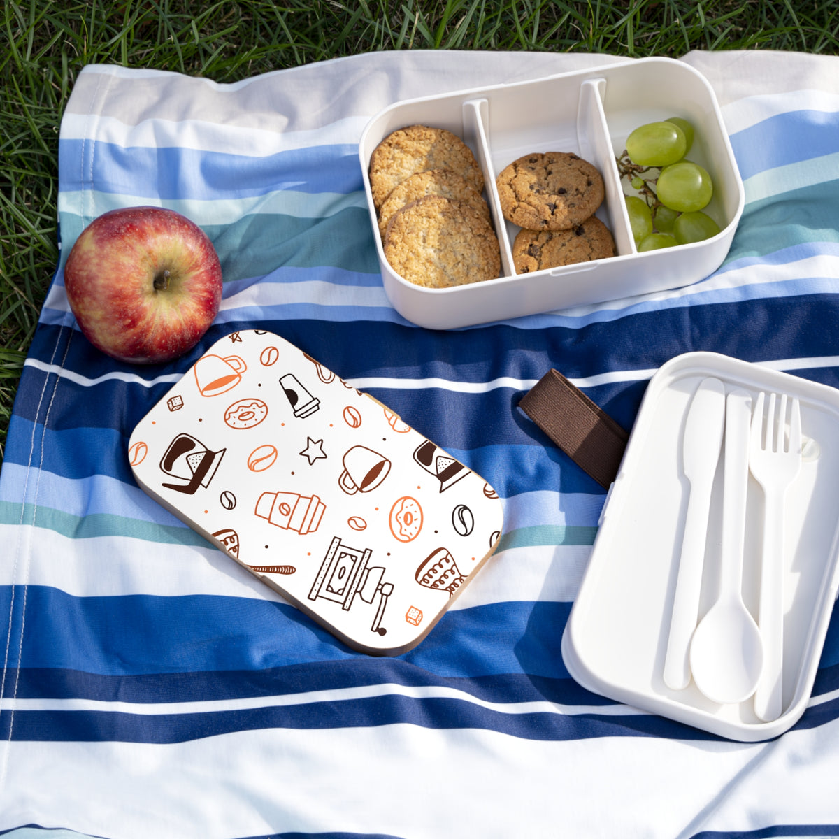Coffee & Pastry Bento Lunch Box | Cute Café-Inspired Meal Prep Container | Reusable Food Box |