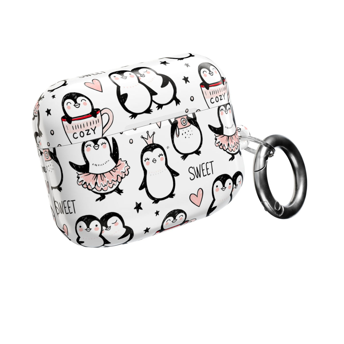 Cute Penguin Lovers AirPods Case | Kawaii Penguin Glossy Earbud Cover |