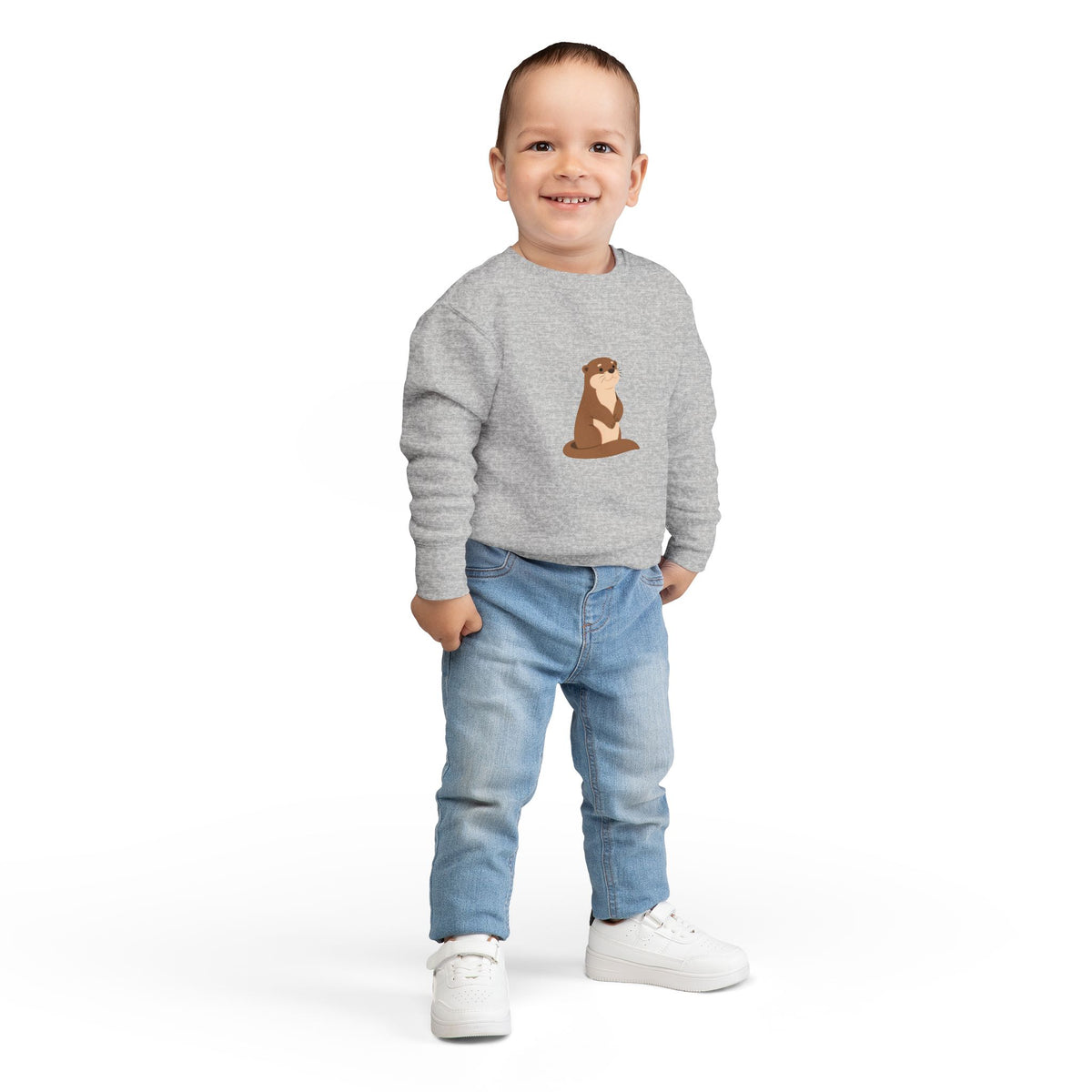 Sweat-shirt loutre mignon pour tout-petits | Pull adorable animal des bois pour enfants | Haut loutre douillet |