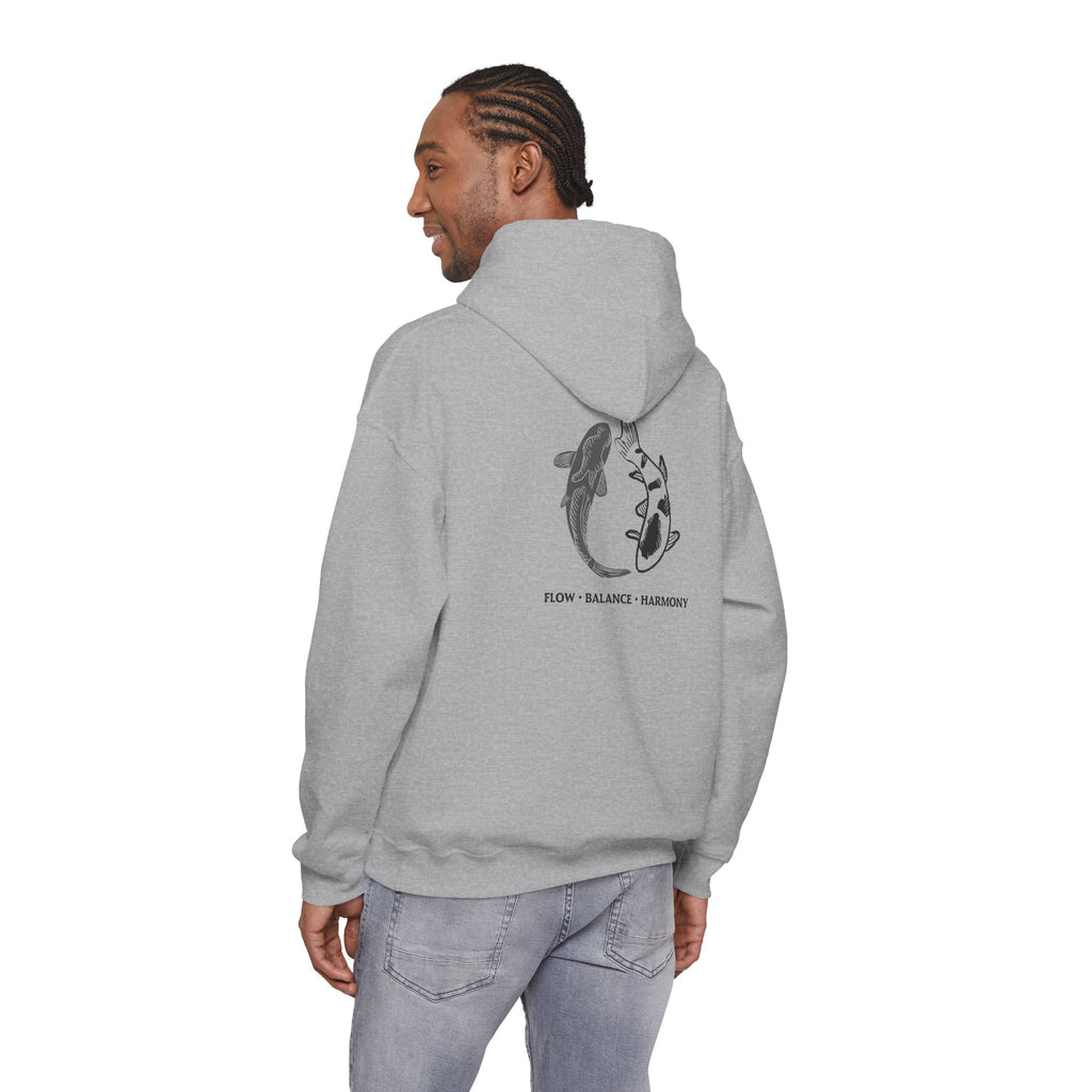 Koi Fish Balance Hoodie | Minimal Japanese-Inspired Graphic Sweatshirt | Unisex