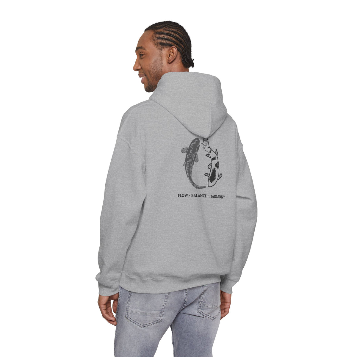 Koi Fish Balance Hoodie | Minimal Japanese-Inspired Graphic Sweatshirt | Unisex
