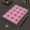 Pink & Red Circle Hardcover Journal | Retro Pattern Notebook |