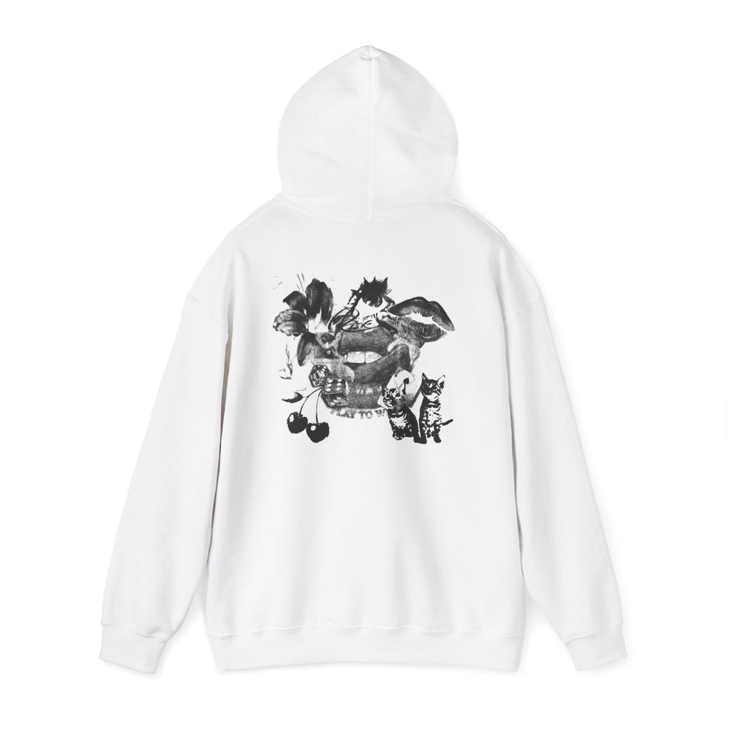 Midnight Collage Women’s Hoodie | Vintage Monochrome Graphic Sweatshirt |