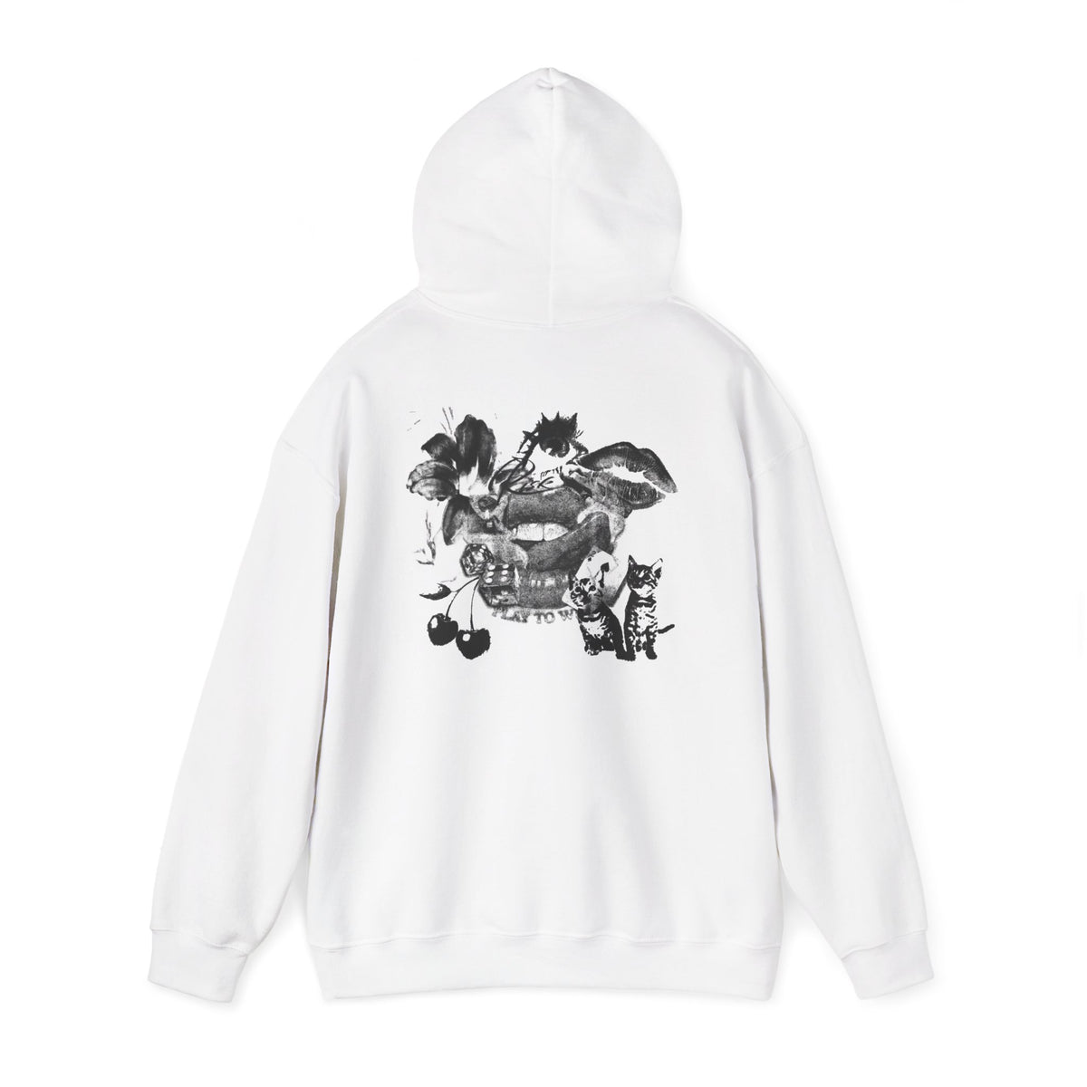 Midnight Collage Women’s Hoodie | Vintage Monochrome Graphic Sweatshirt |