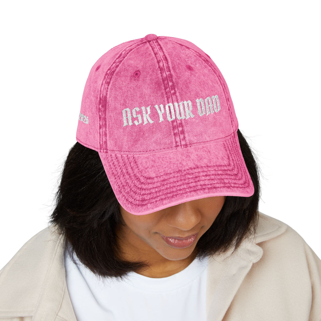 Casquette vintage brodée « Demande à ton père » pour maman | Casquette de baseball drôle et ajustable