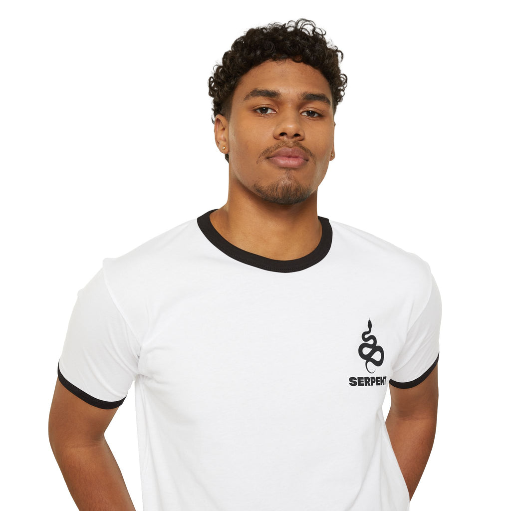 Serpent Ringer T-Shirt | Retro Snake Graphic Cotton Tee | Men's