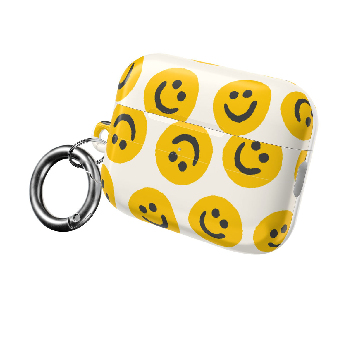 Smiley Face AirPods Case | Yellow Happy Face Glossy Protective Earbud Cover |