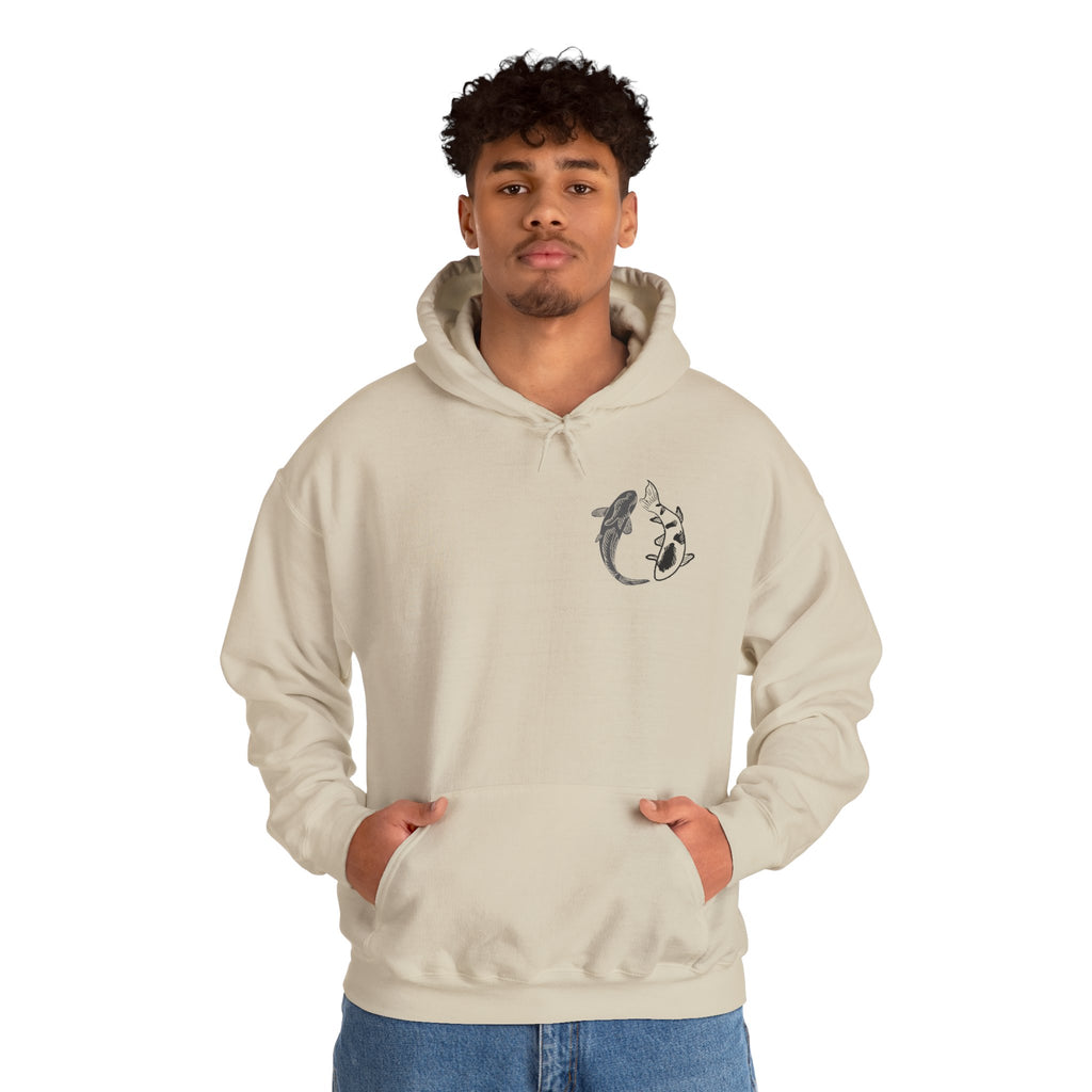 Koi Fish Balance Hoodie | Minimal Japanese-Inspired Graphic Sweatshirt | Unisex
