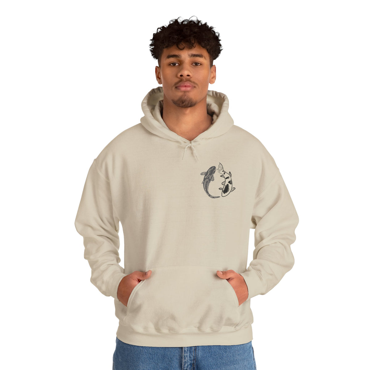 Koi Fish Balance Hoodie | Minimal Japanese-Inspired Graphic Sweatshirt | Unisex