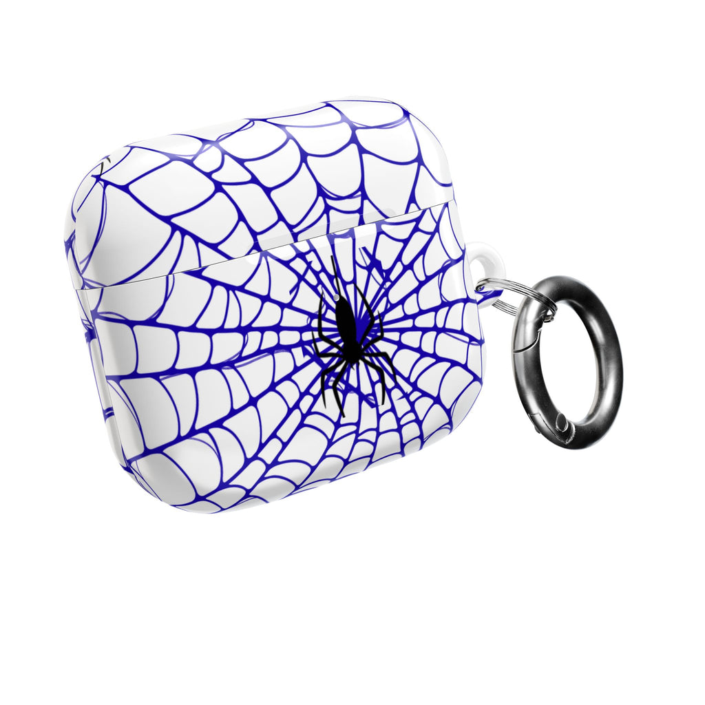Web Pattern AirPod Case | Blue Web Comic-Inspired Earbud Cover | Glossy Protective Case |