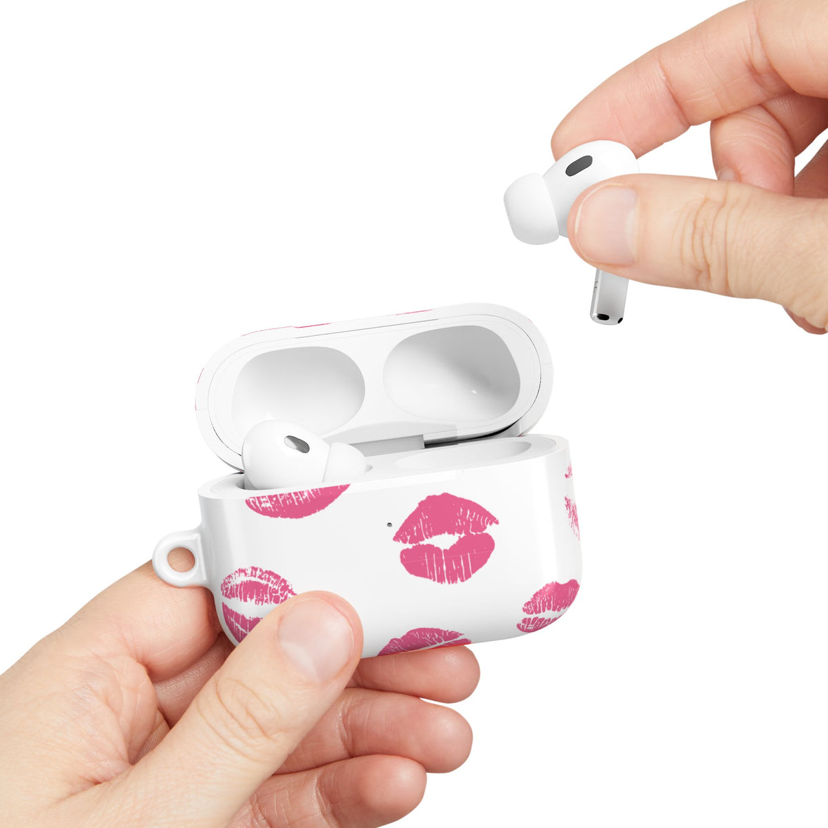 Pink Lipstick Kiss AirPod Case | Cute Glossy Romantic Earbud Cover |