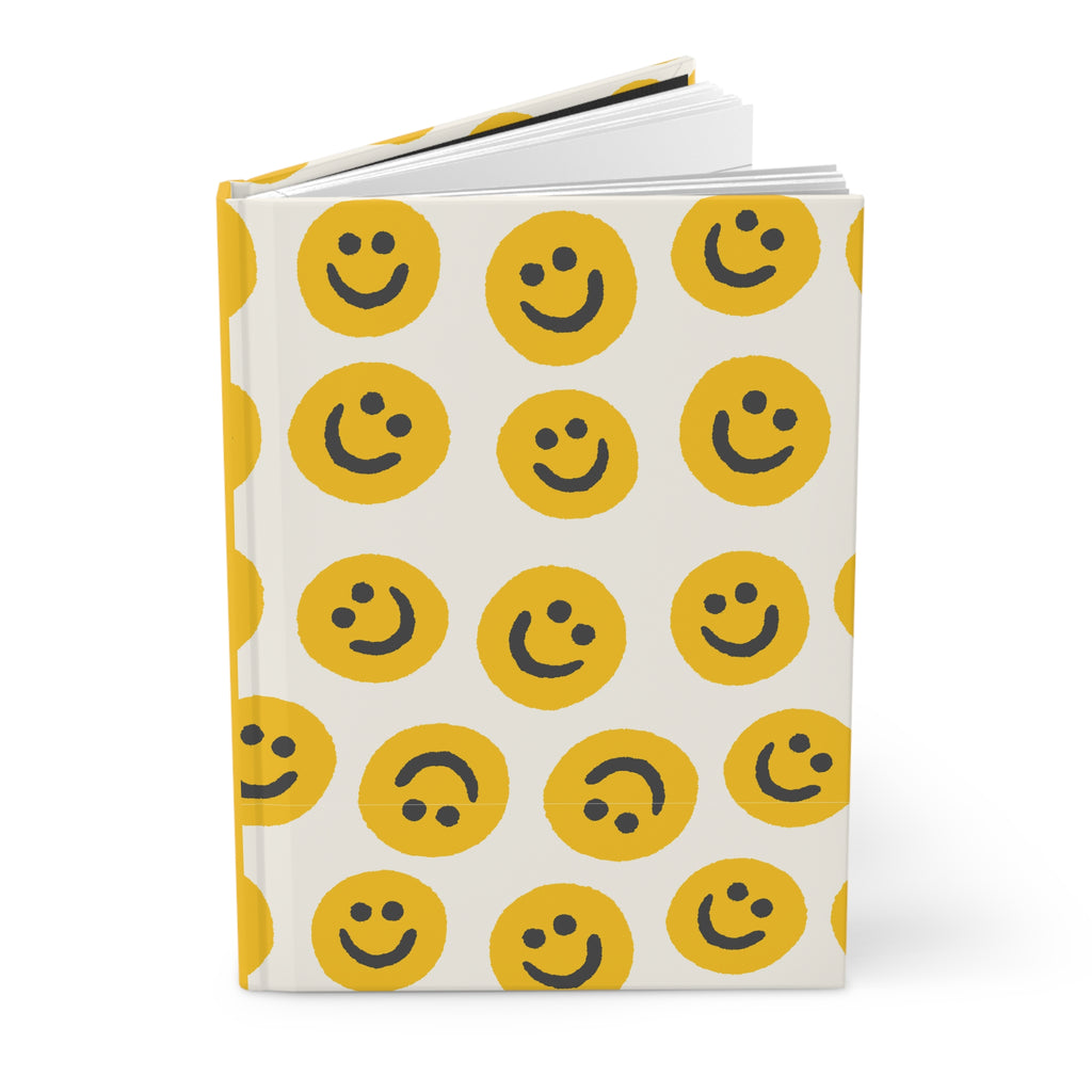 Happy Smiley Face Hardcover Journal | Yellow Emoji Notebook | Cheerful Lined Journal for Notes & Gifts |