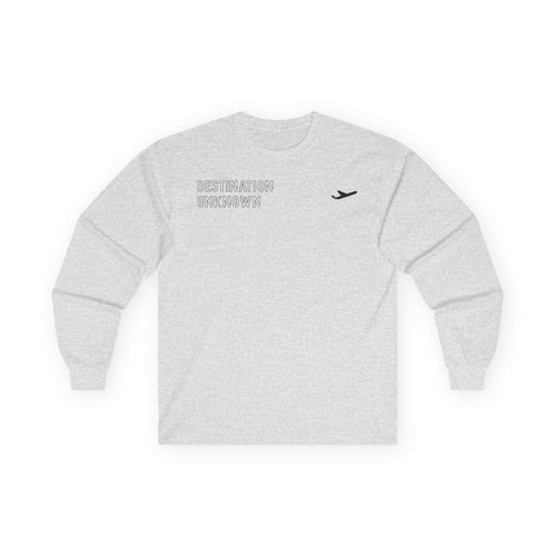 "Destination Unknown" Long Sleeve T-Shirt | Vintage Travel Stamp Graphic Tee | Men's |