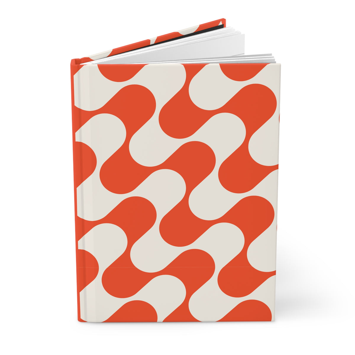 Carnet à couverture rigide rétro corail et crème | Cahier à motif géométrique organique | Carnet d'écriture ligné