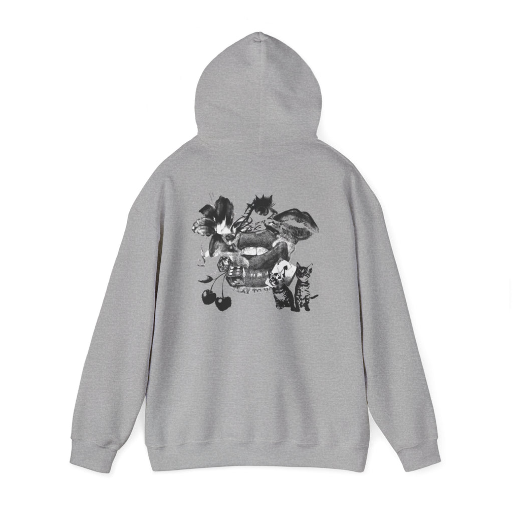 Midnight Collage Women’s Hoodie | Vintage Monochrome Graphic Sweatshirt |