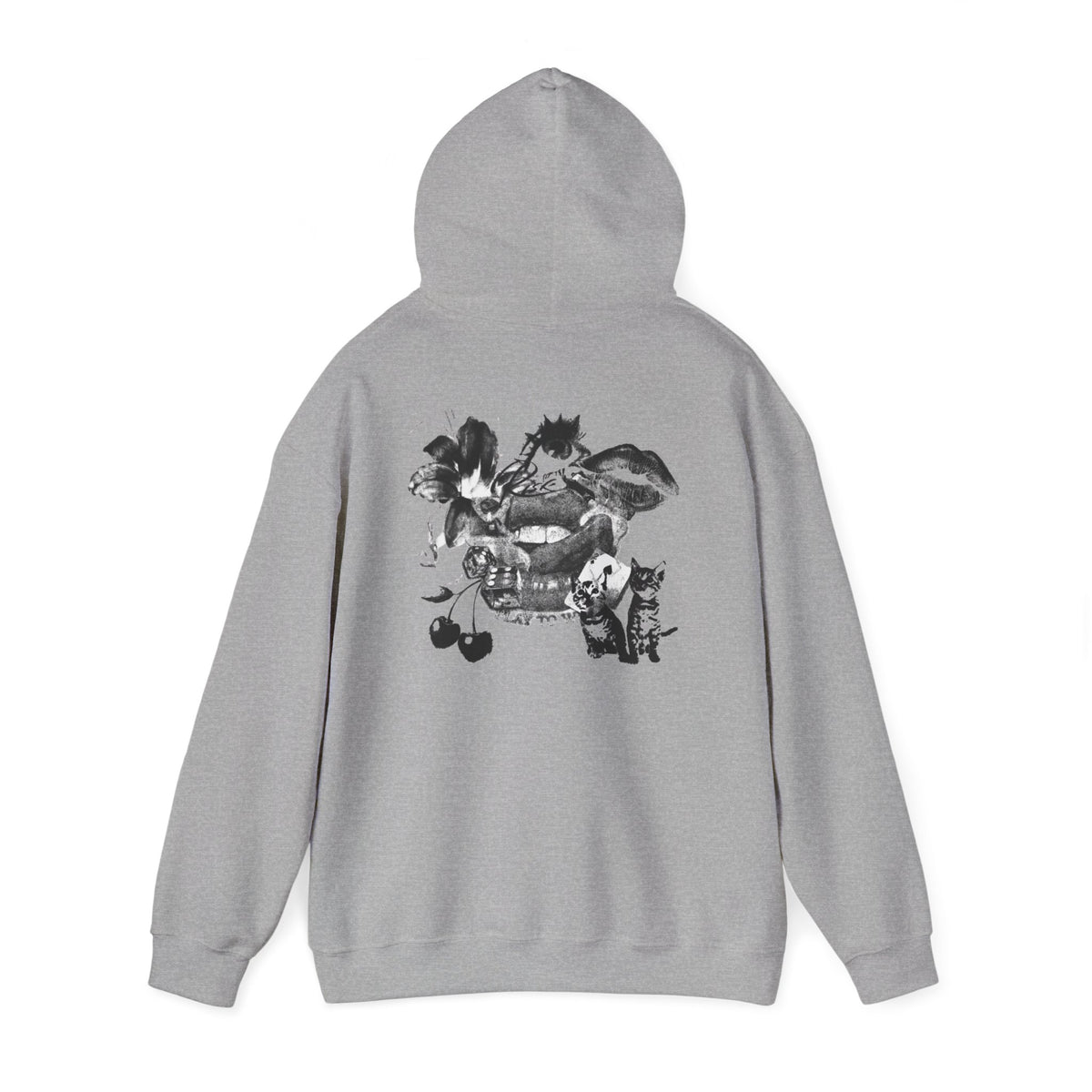 Midnight Collage Women’s Hoodie | Vintage Monochrome Graphic Sweatshirt |