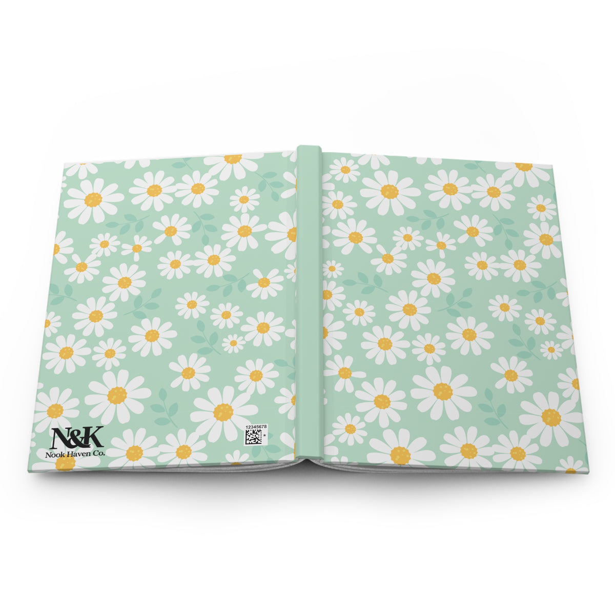 Mint Daisy Hardcover Journal | Floral Lined Notebook | Cute Garden-Inspired Writing Journal |