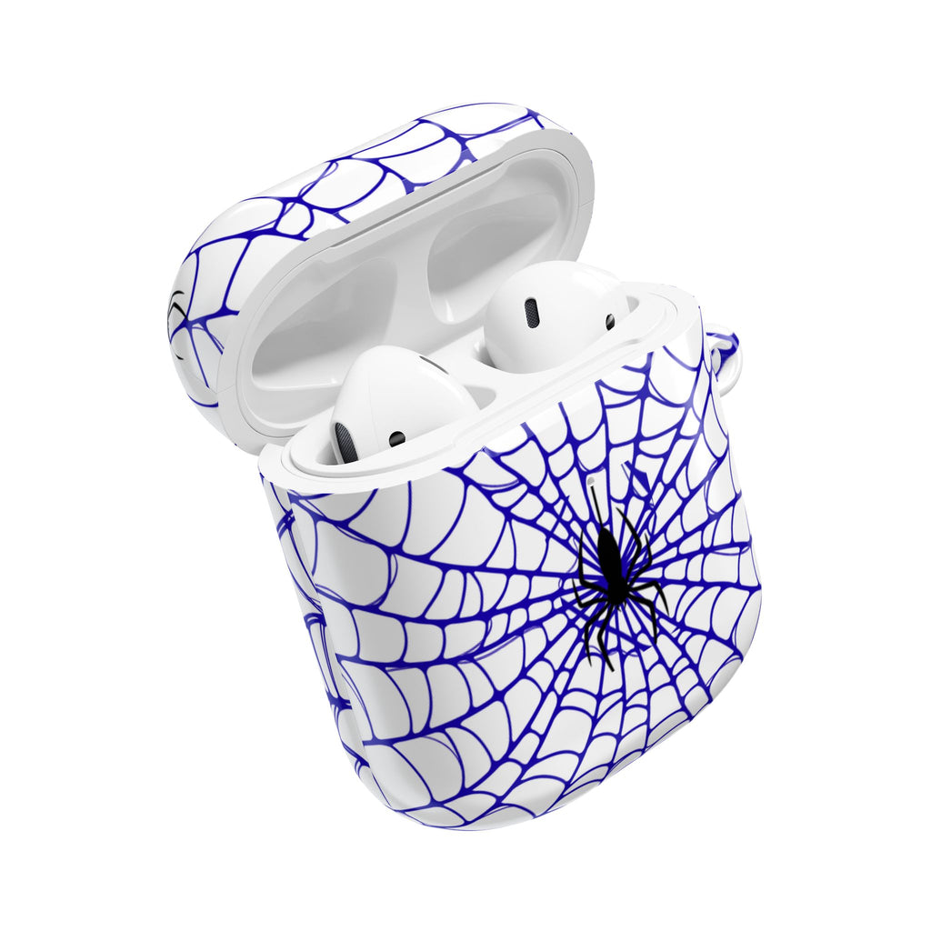 Web Pattern AirPod Case | Blue Web Comic-Inspired Earbud Cover | Glossy Protective Case |