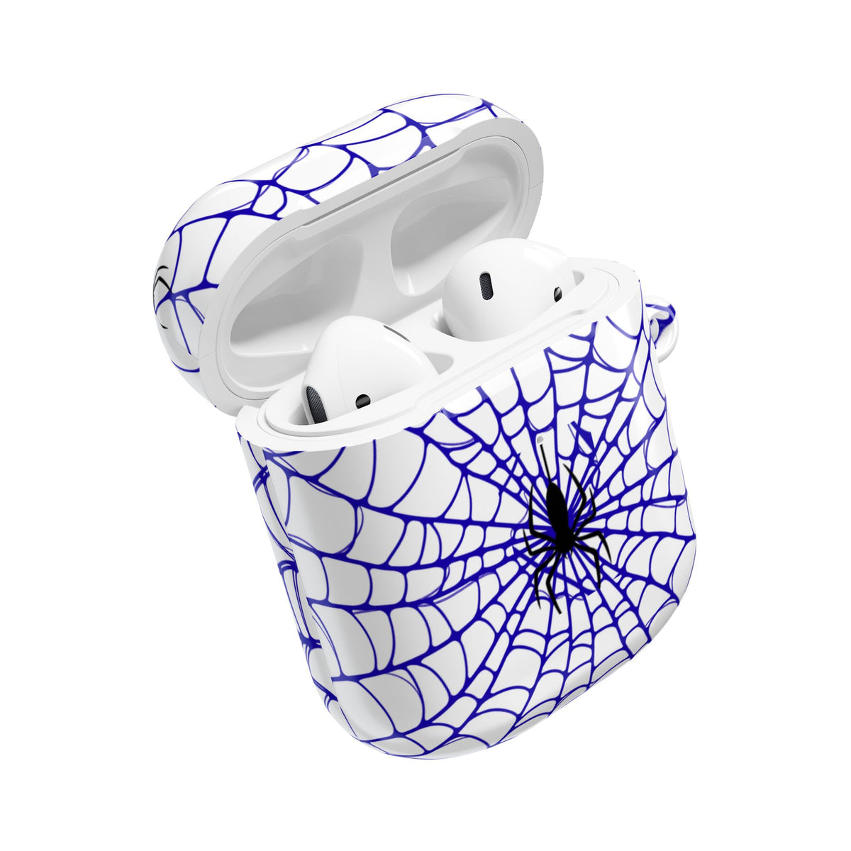 Web Pattern AirPod Case | Blue Web Comic-Inspired Earbud Cover | Glossy Protective Case |