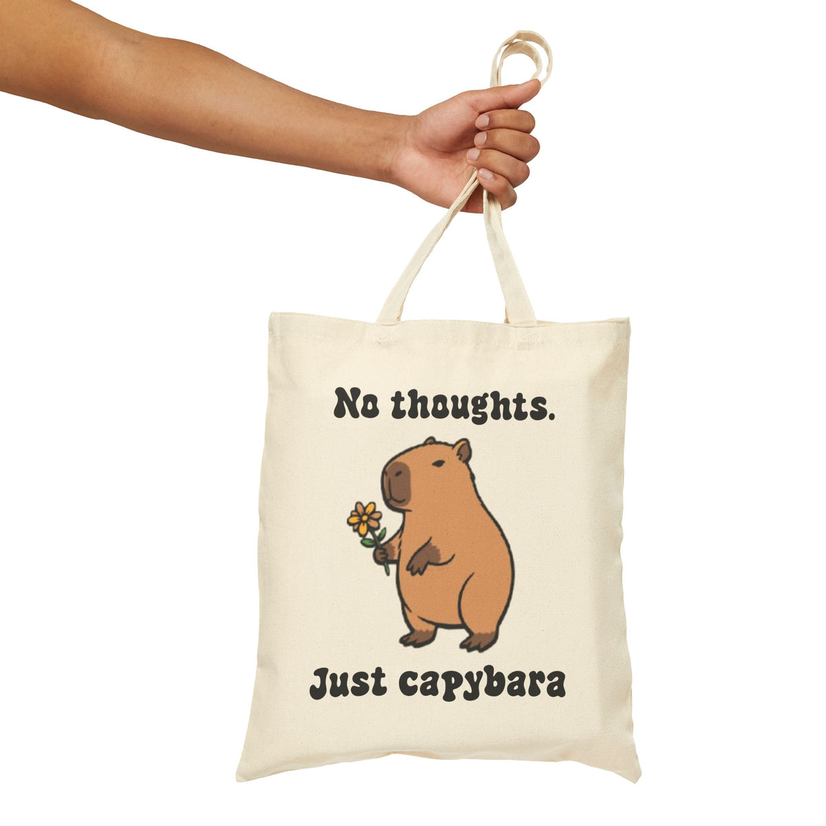 Sac fourre-tout capybara « Pas de réflexion. Juste capybara » | Cabas en toile de coton épais | Sac animal mignon |