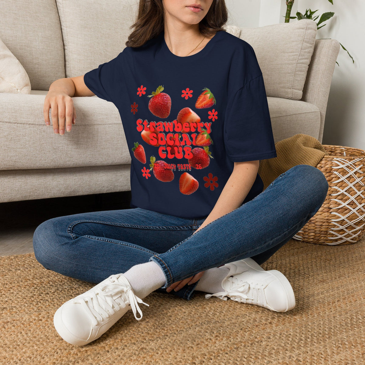 Strawberry Club T-Shirt | Retro Strawberry Graphic Cotton Tee | Women's