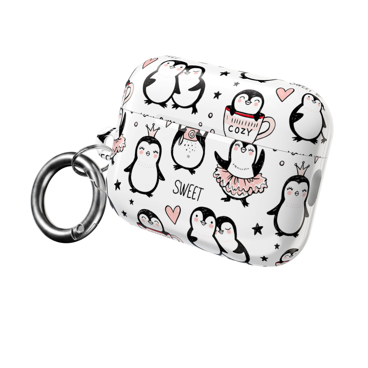 Cute Penguin Lovers AirPods Case | Kawaii Penguin Glossy Earbud Cover |