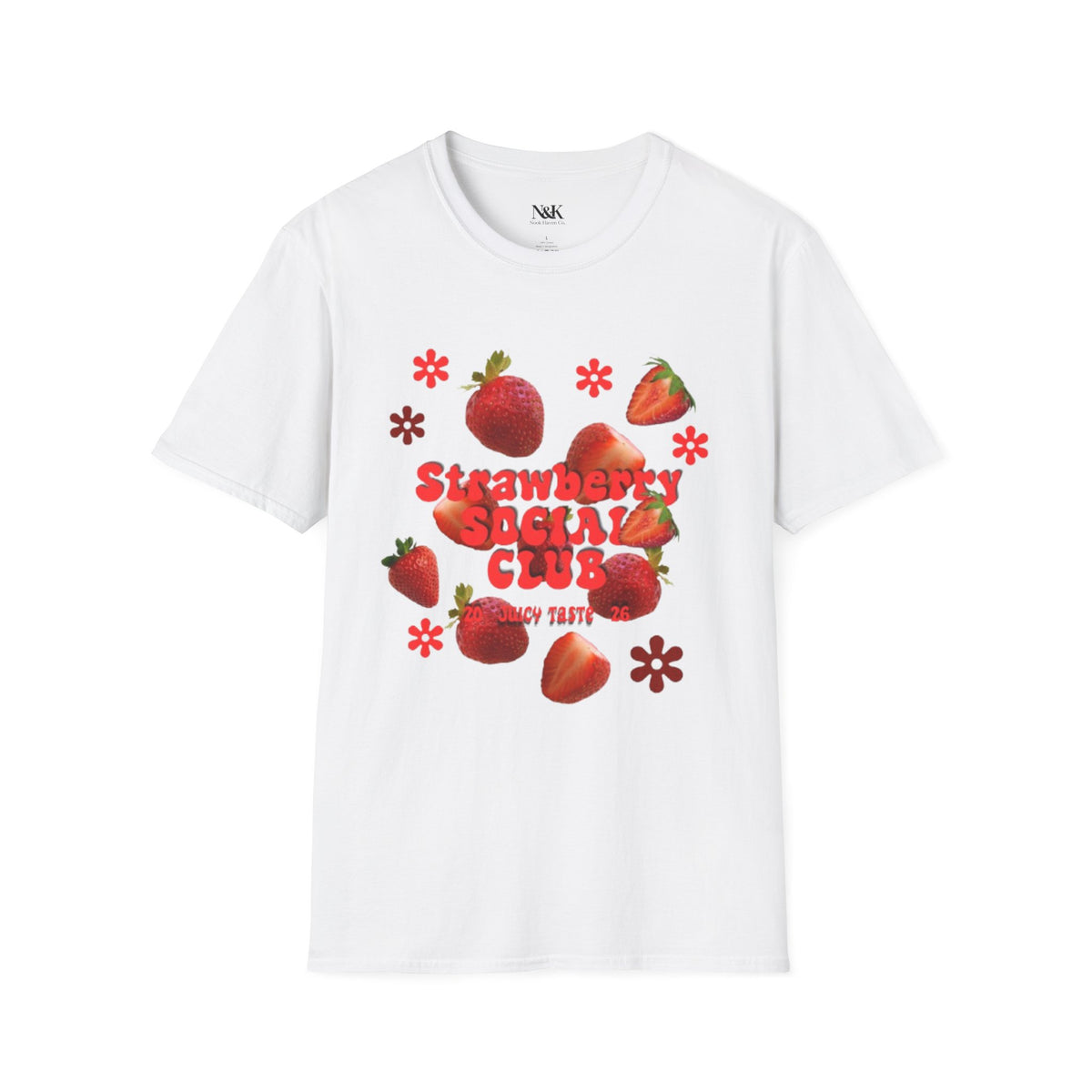 Strawberry Club T-Shirt | Retro Strawberry Graphic Cotton Tee | Women's