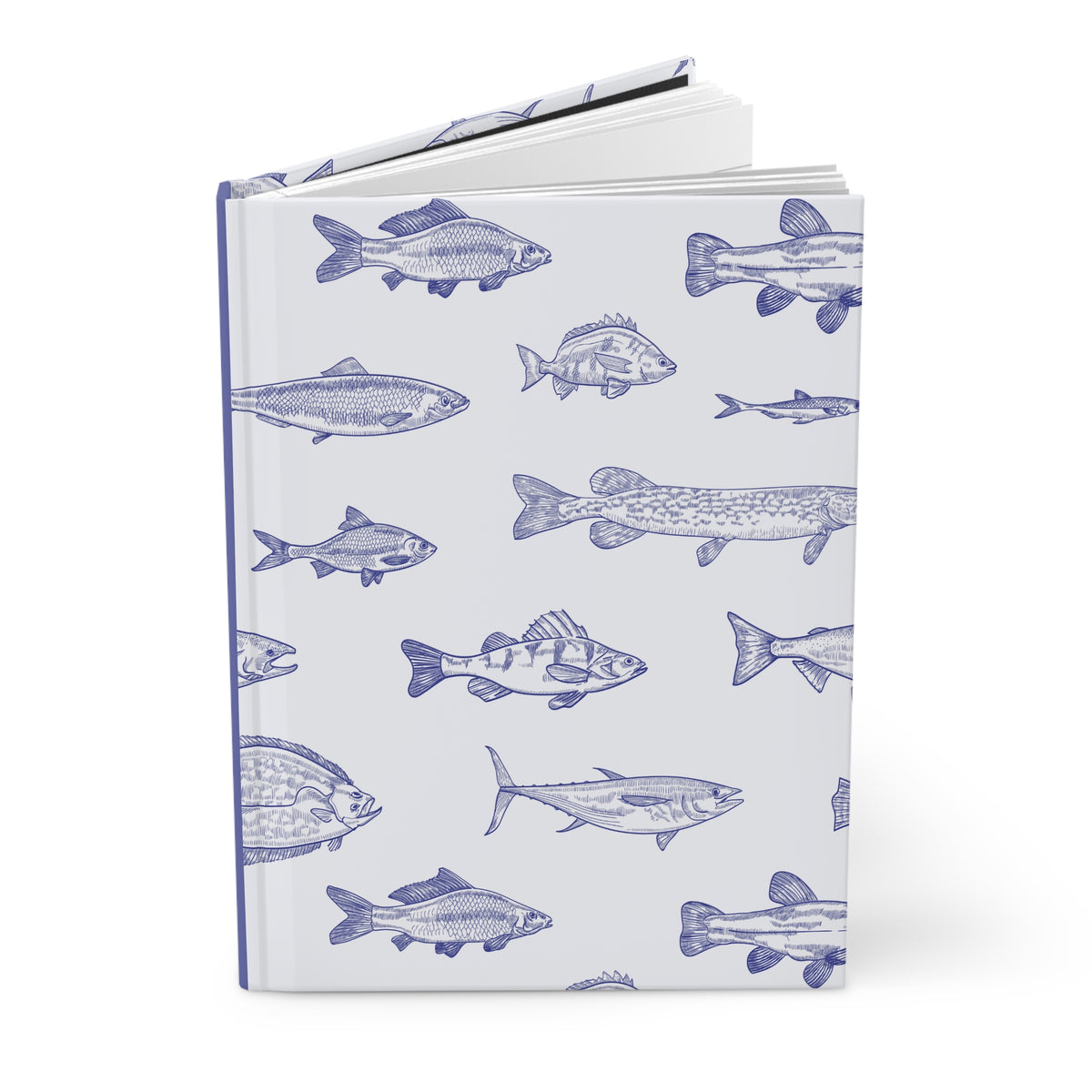 Blue Fish Hardcover Journal | Nautical Fishing Notebook | Coastal Lined Journal for Notes & Gifts |