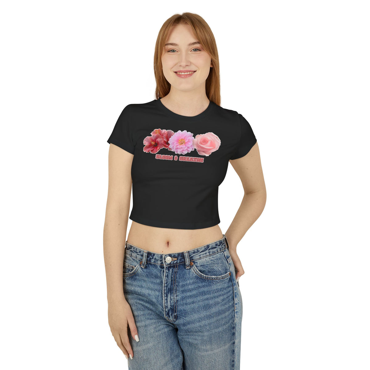 Blooming Flowers Baby Tee | Floral Cropped Organic Cotton T-Shirt |
