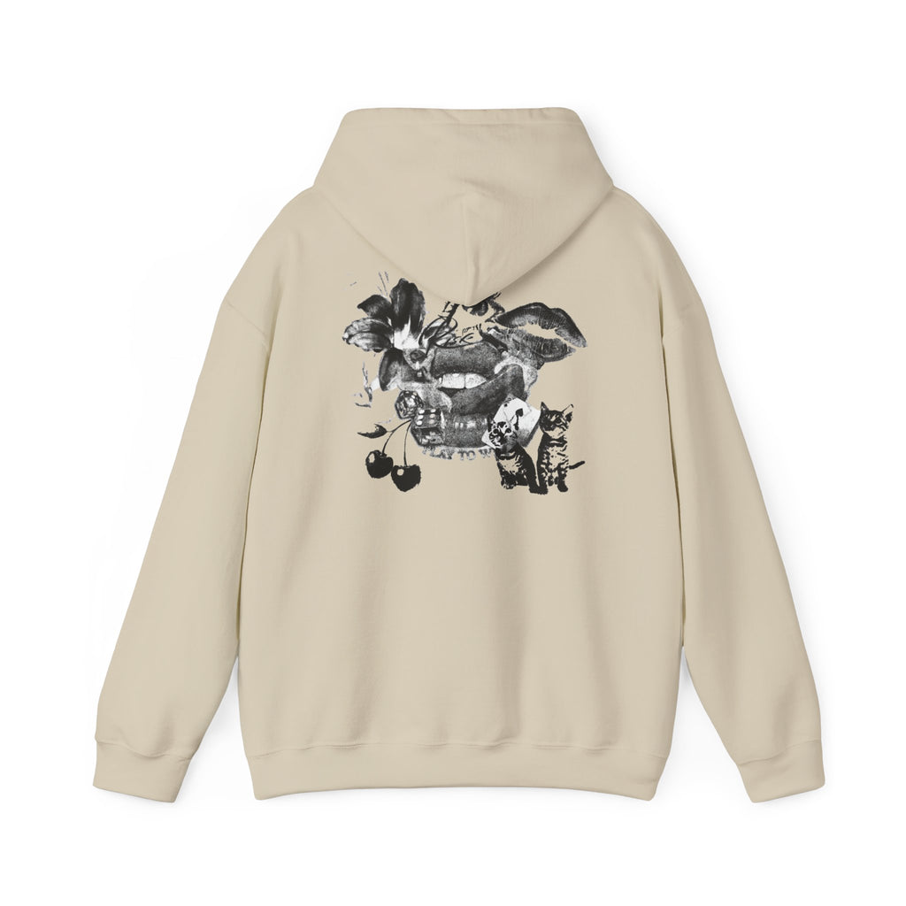 Midnight Collage Women’s Hoodie | Vintage Monochrome Graphic Sweatshirt |