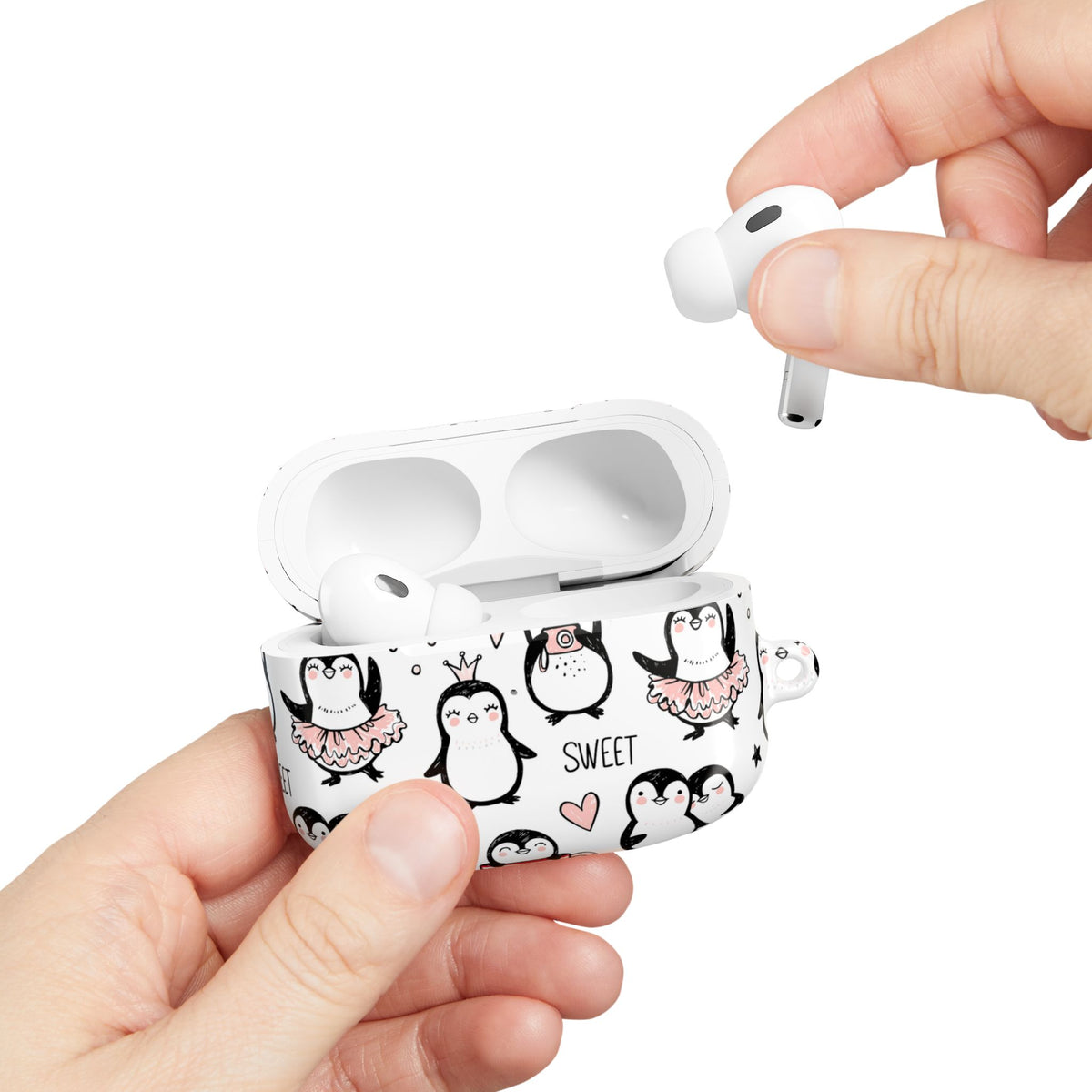 Cute Penguin Lovers AirPods Case | Kawaii Penguin Glossy Earbud Cover |