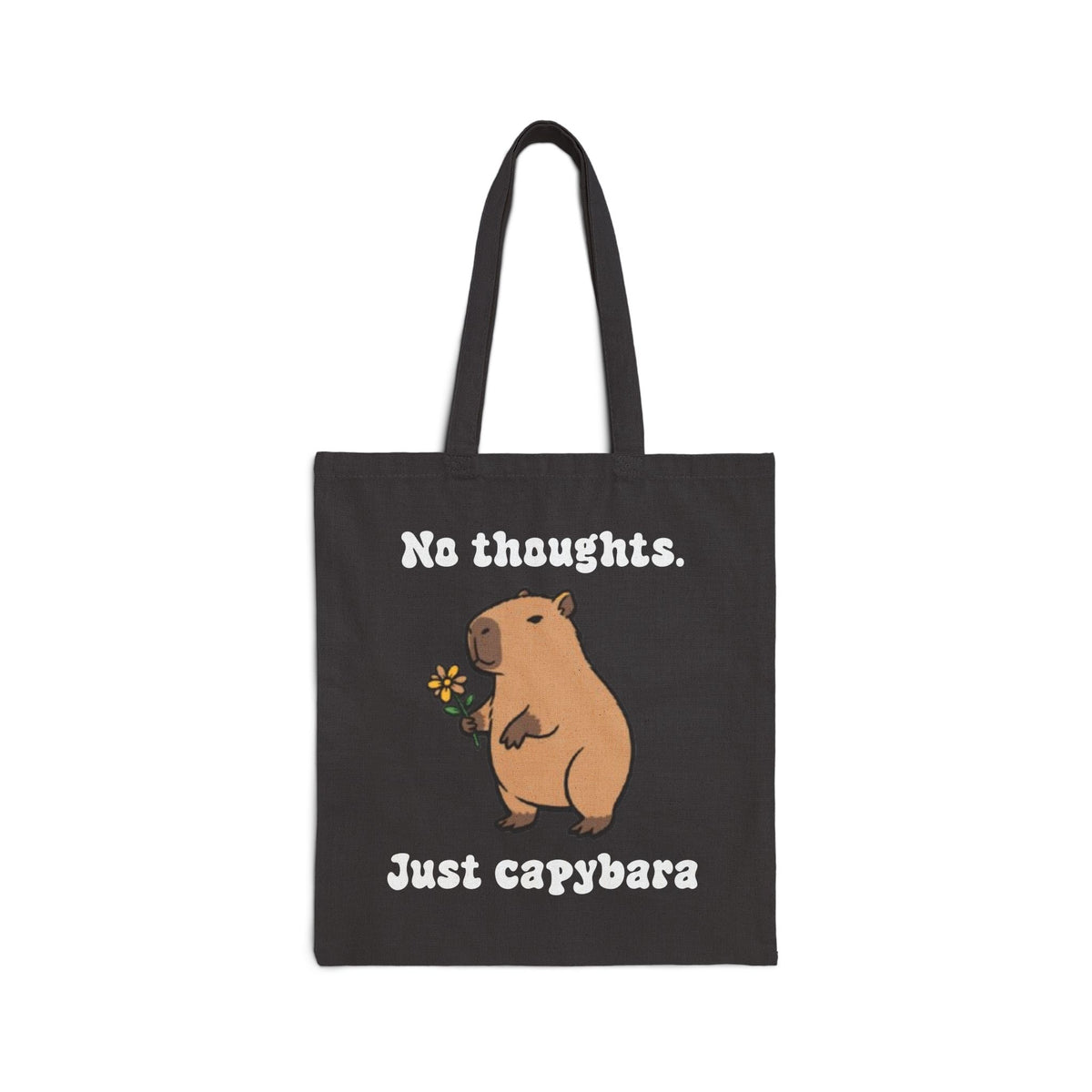 Capybara “No Thoughts. Just Capybara” Tote Bag | Heavyweight Cotton Canvas Shopper | Cute Animal Bag |