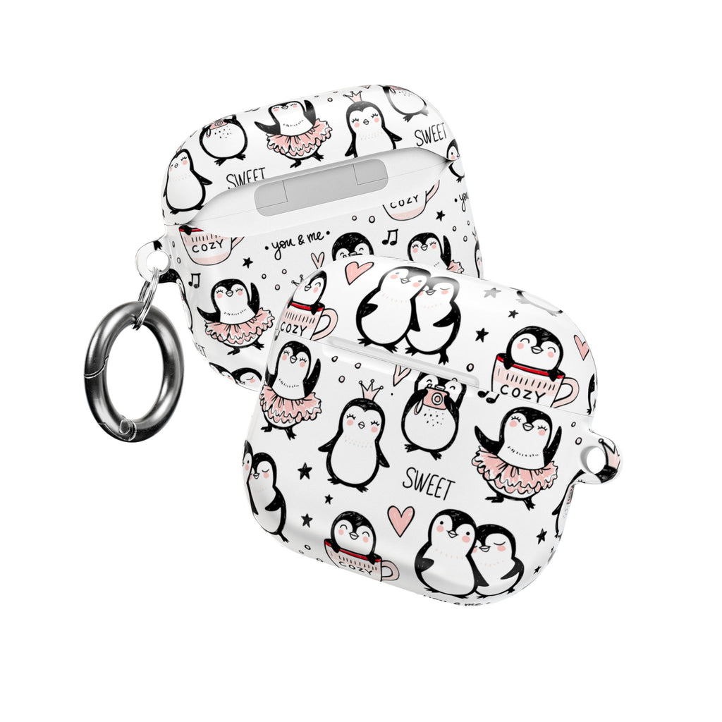 Cute Penguin Lovers AirPods Case | Kawaii Penguin Glossy Earbud Cover |