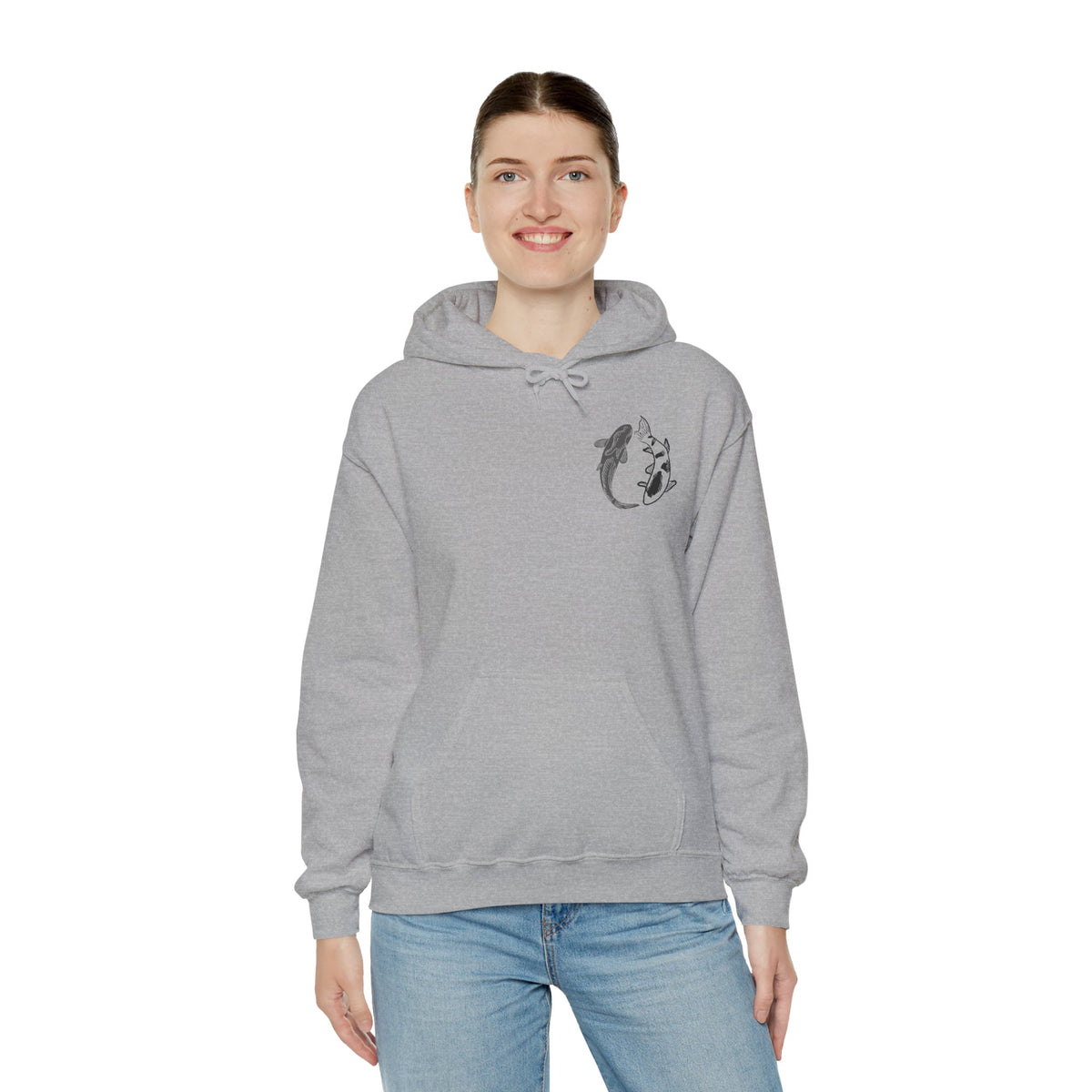 Koi Fish Balance Hoodie | Minimal Japanese-Inspired Graphic Sweatshirt | Unisex