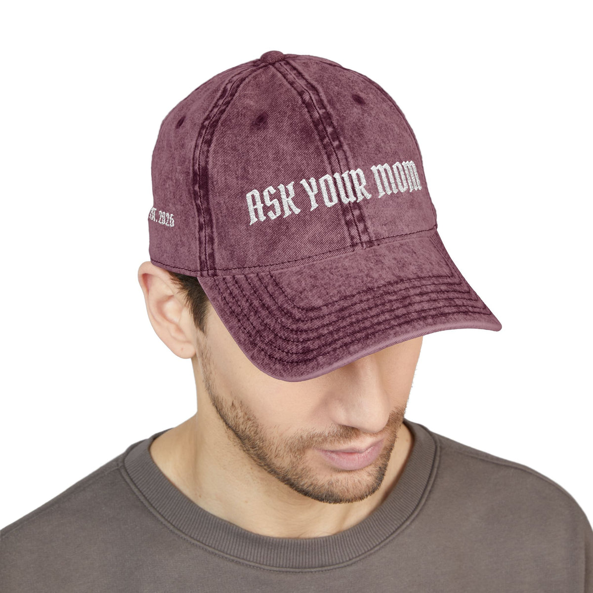 "Ask Your Mom" Embroidered Vintage Dad Hat | Funny Adjustable Baseball Cap |