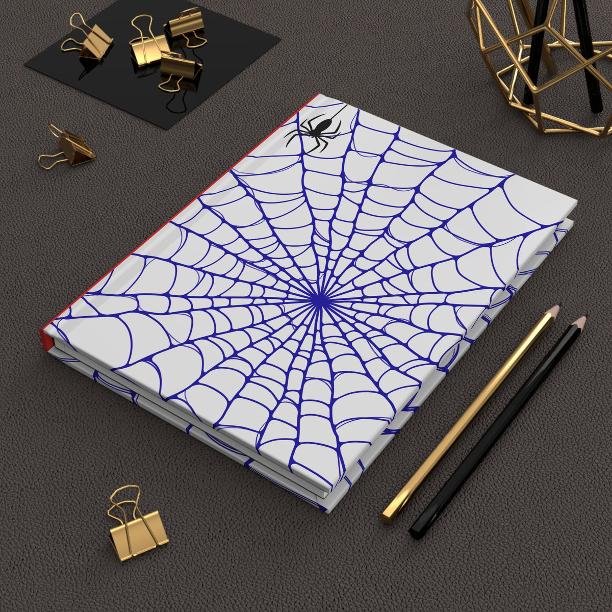 Spider Web Hardcover Journal | Blue, White & Red Web Notebook | Kids’ Writing & Drawing Journal |