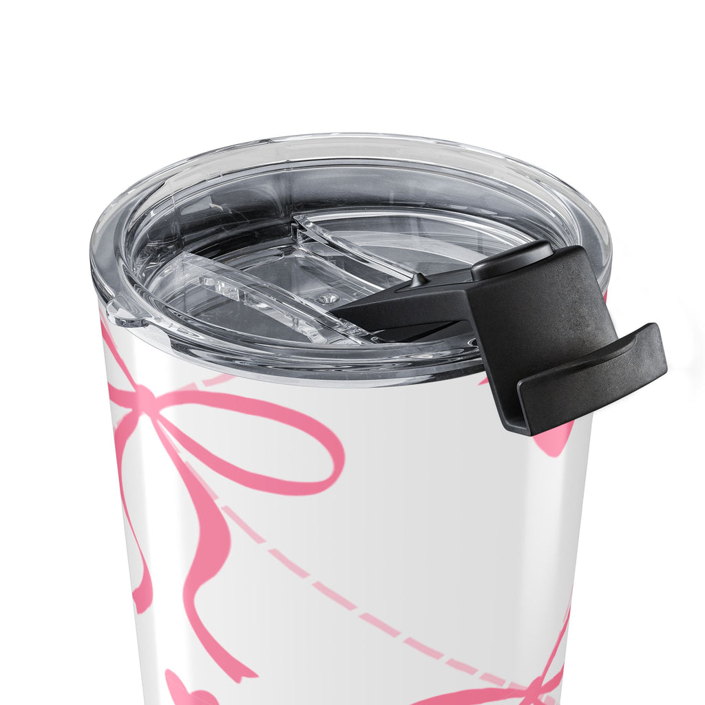 Gobelet rose 20oz avec nœud et cœur | Tasse isotherme en acier inoxydable |