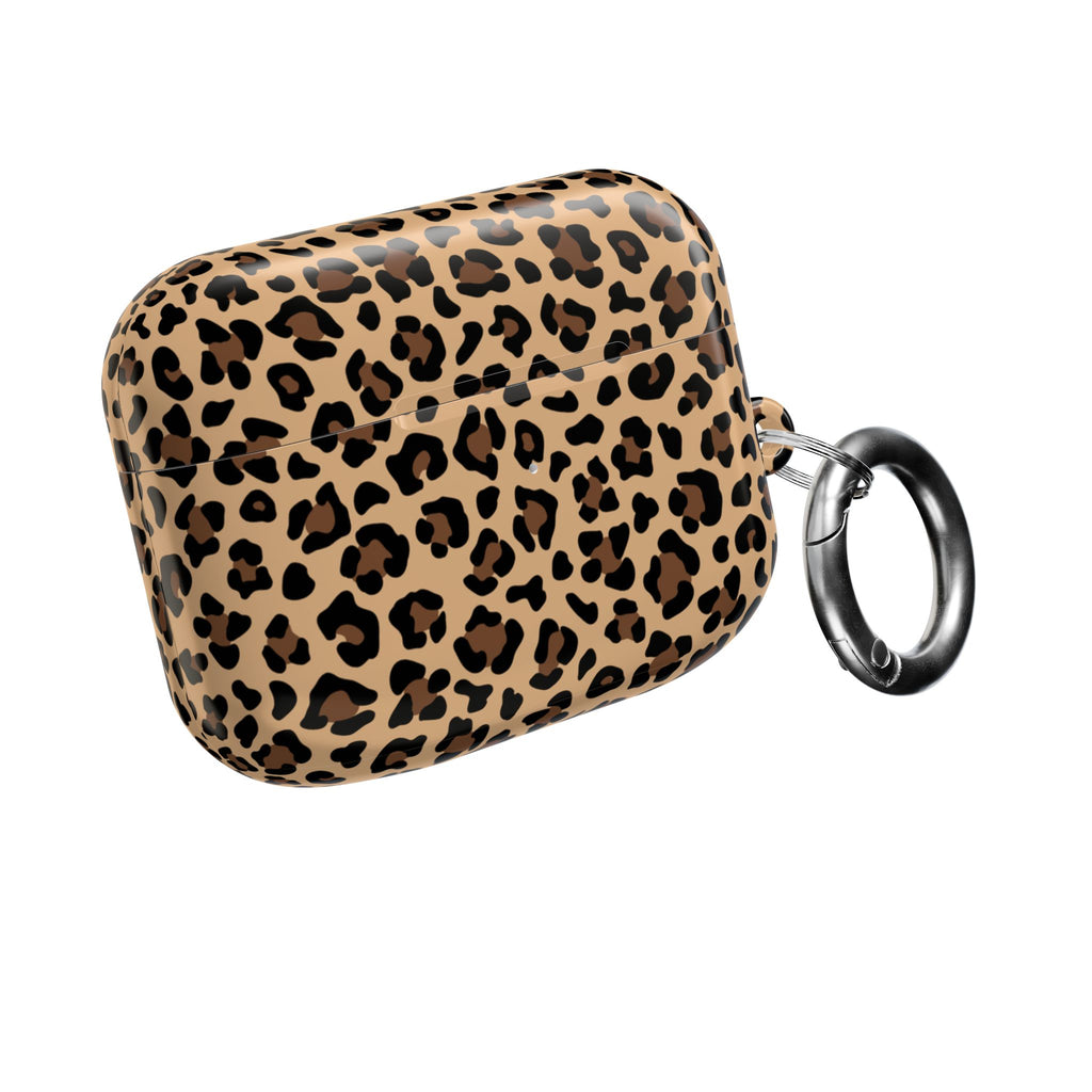Leopard Print AirPods Case | Tan & Black Animal Print Protective Charging Case |