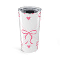 Gobelet rose 20oz avec nœud et cœur | Tasse isotherme en acier inoxydable |