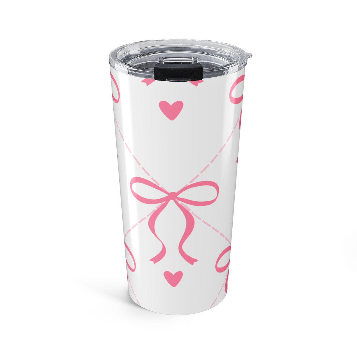 20oz Pink Bow & Heart Tumbler | Insulated Stainless Steel Cup |