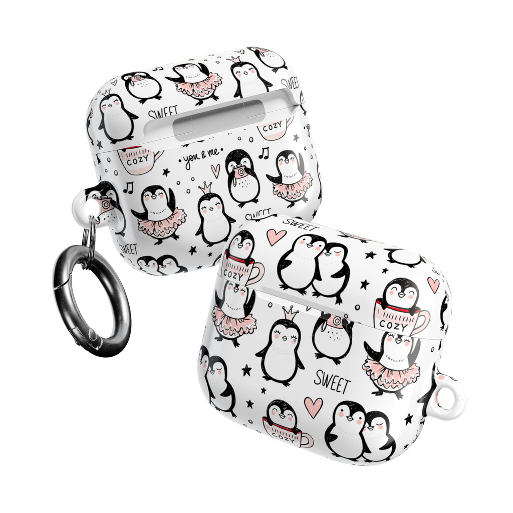 Cute Penguin Lovers AirPods Case | Kawaii Penguin Glossy Earbud Cover |