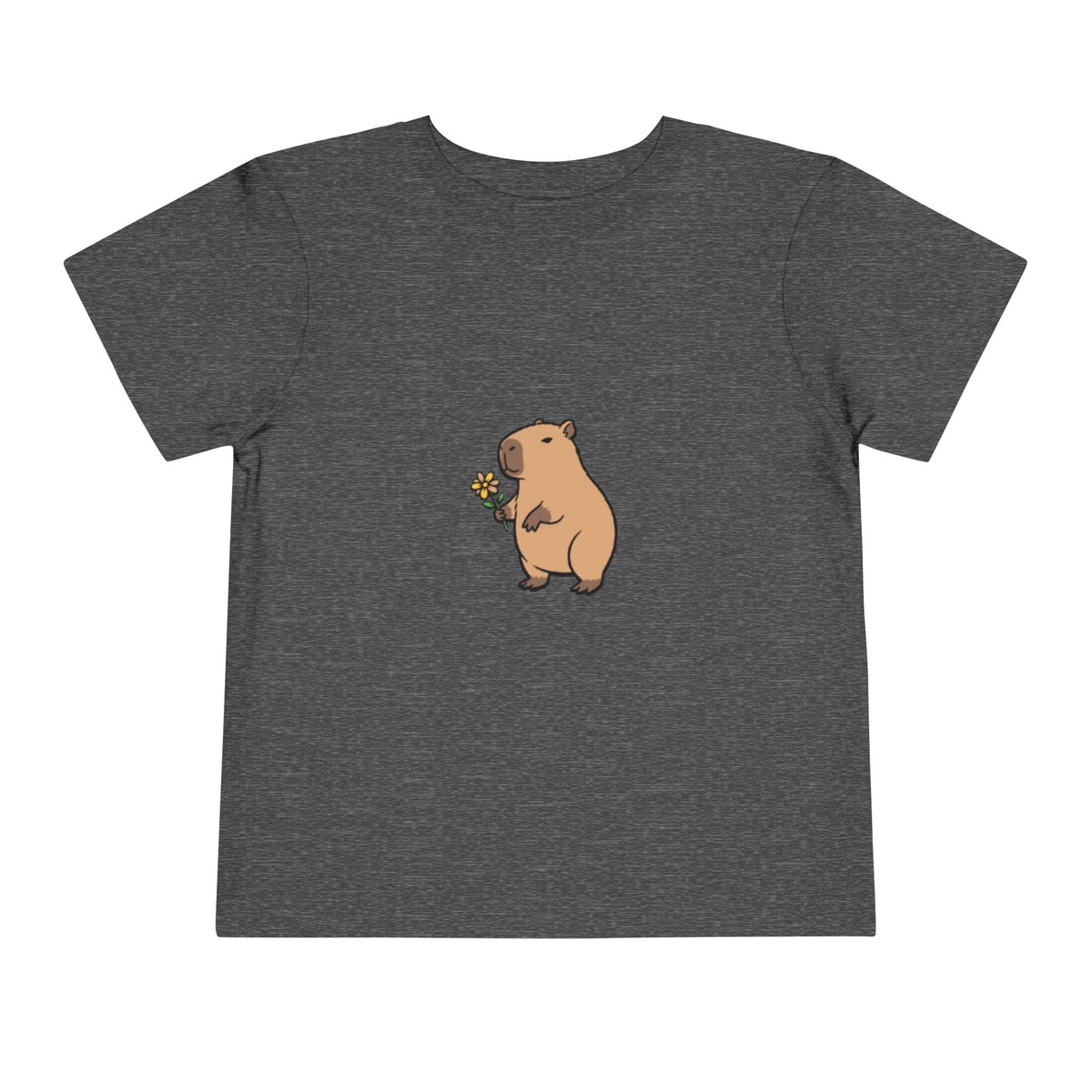 Cute Capybara Toddler T-Shirt | Capybara Holding Flower Kids Tee | Adorable Animal Shirt |