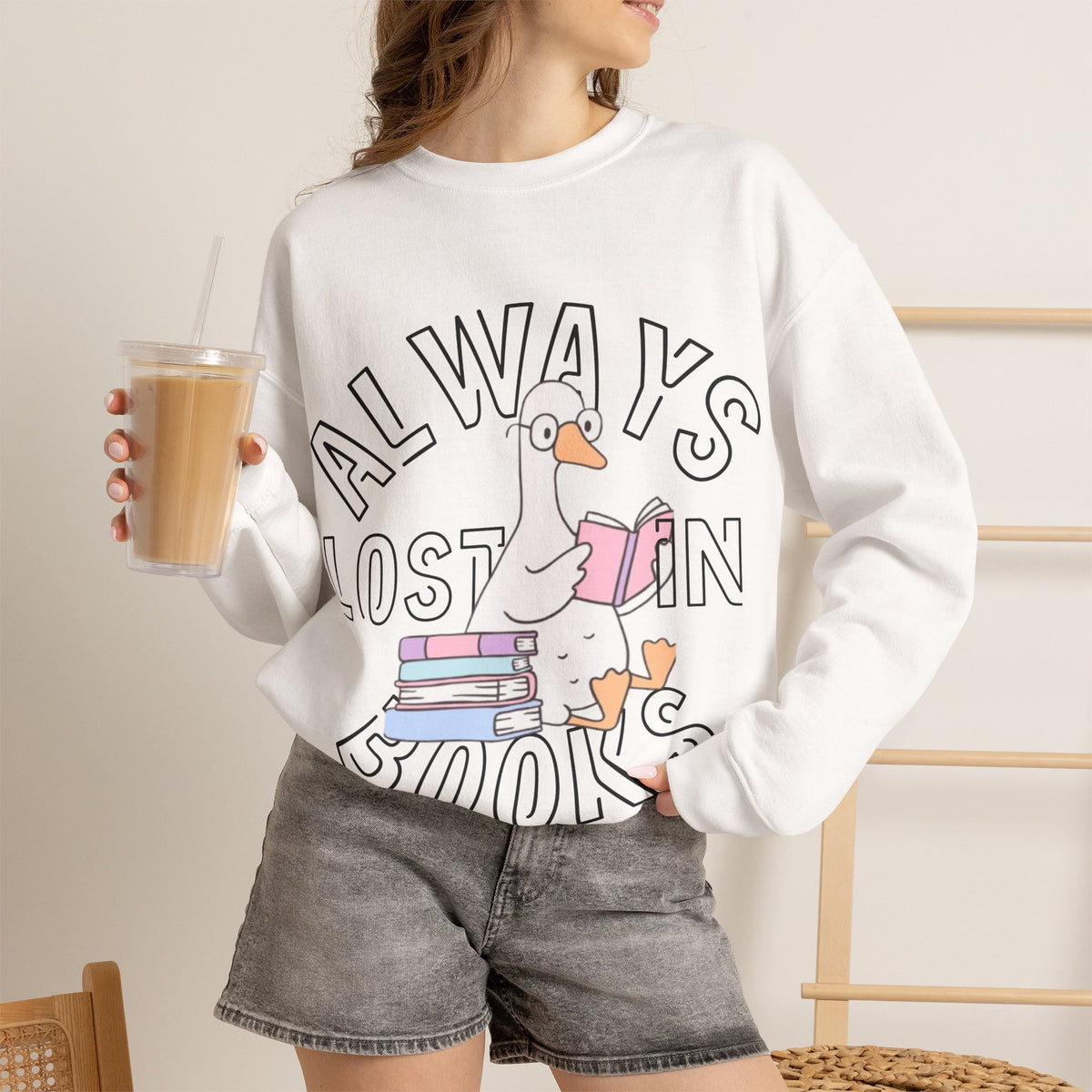 Bookish Goose Crewneck Sweatshirt | Cozy Reader Graphic Pullover | Cute Book Lover Sweater |