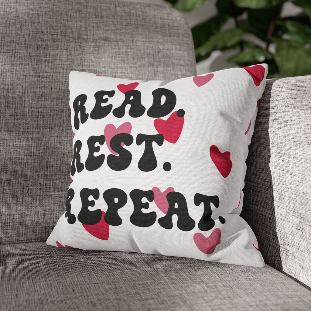 Taie d'oreiller « Lire, Se reposer, Recommencer »