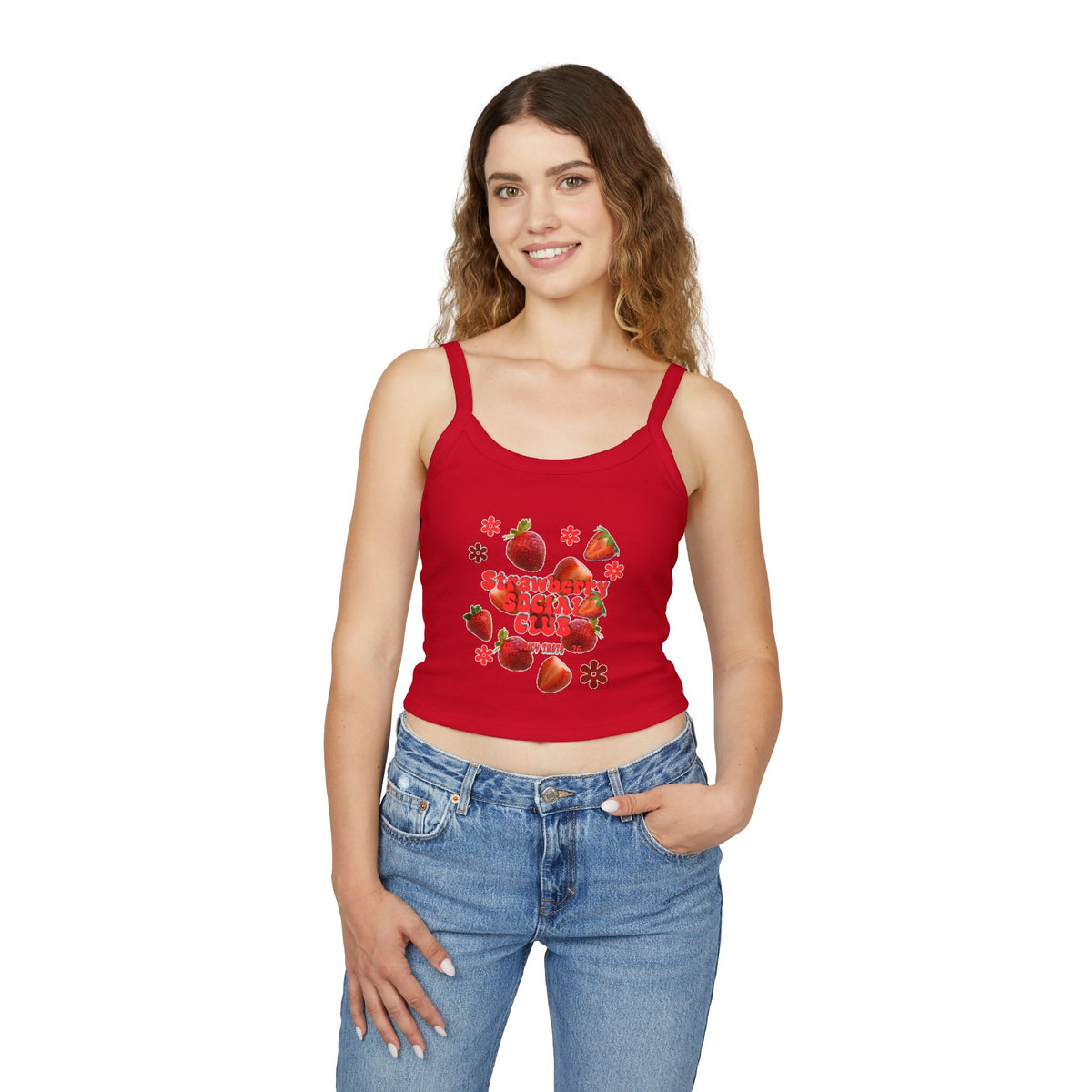 Strawberry Blossom Tank Top | Fitted Spaghetti Strap Summer Top | Women's