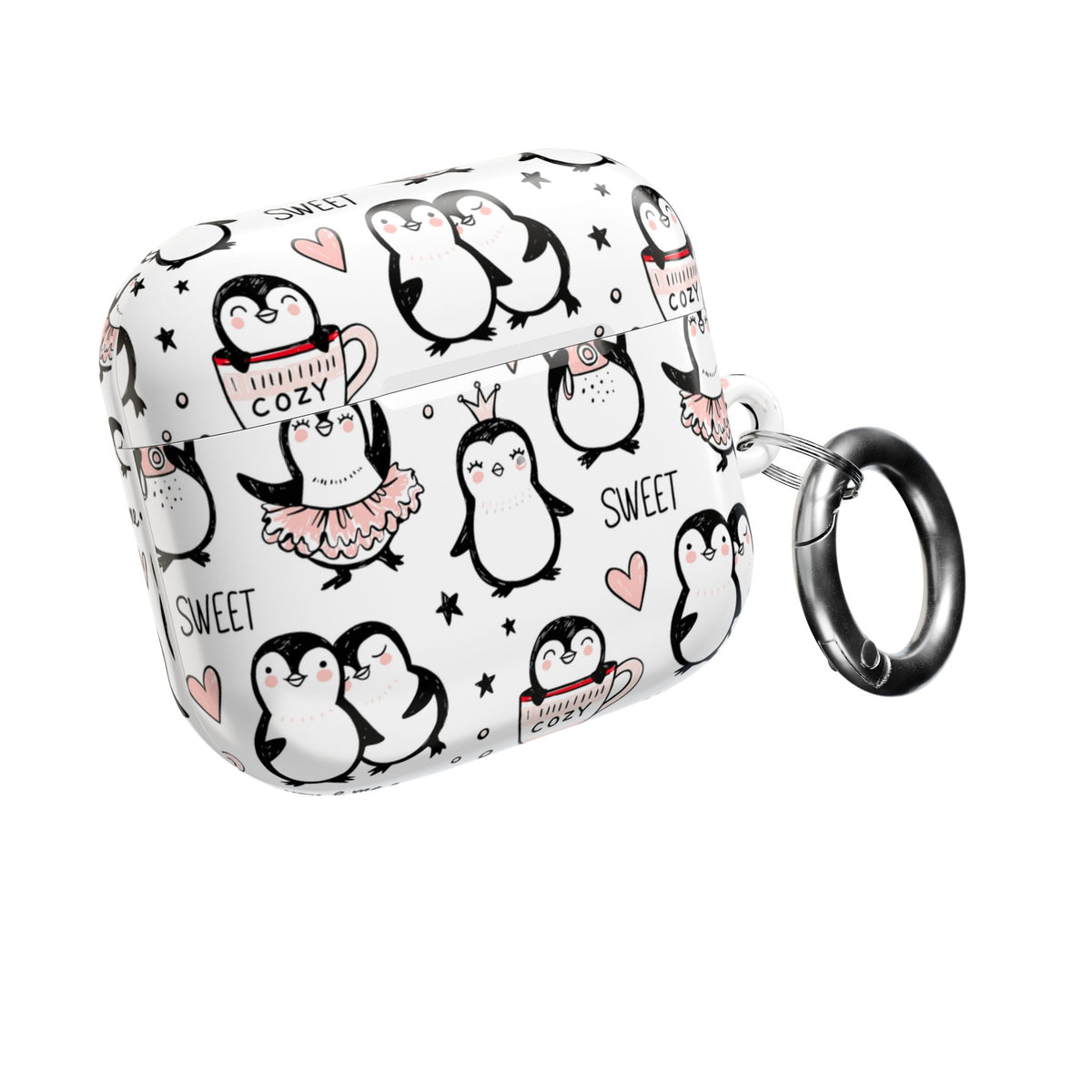 Cute Penguin Lovers AirPods Case | Kawaii Penguin Glossy Earbud Cover |