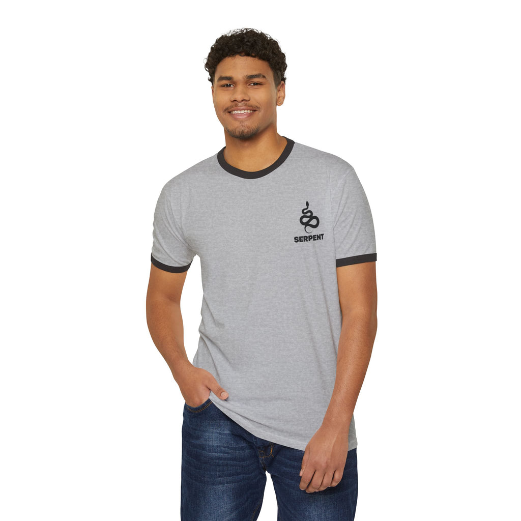 Serpent Ringer T-Shirt | Retro Snake Graphic Cotton Tee | Men's
