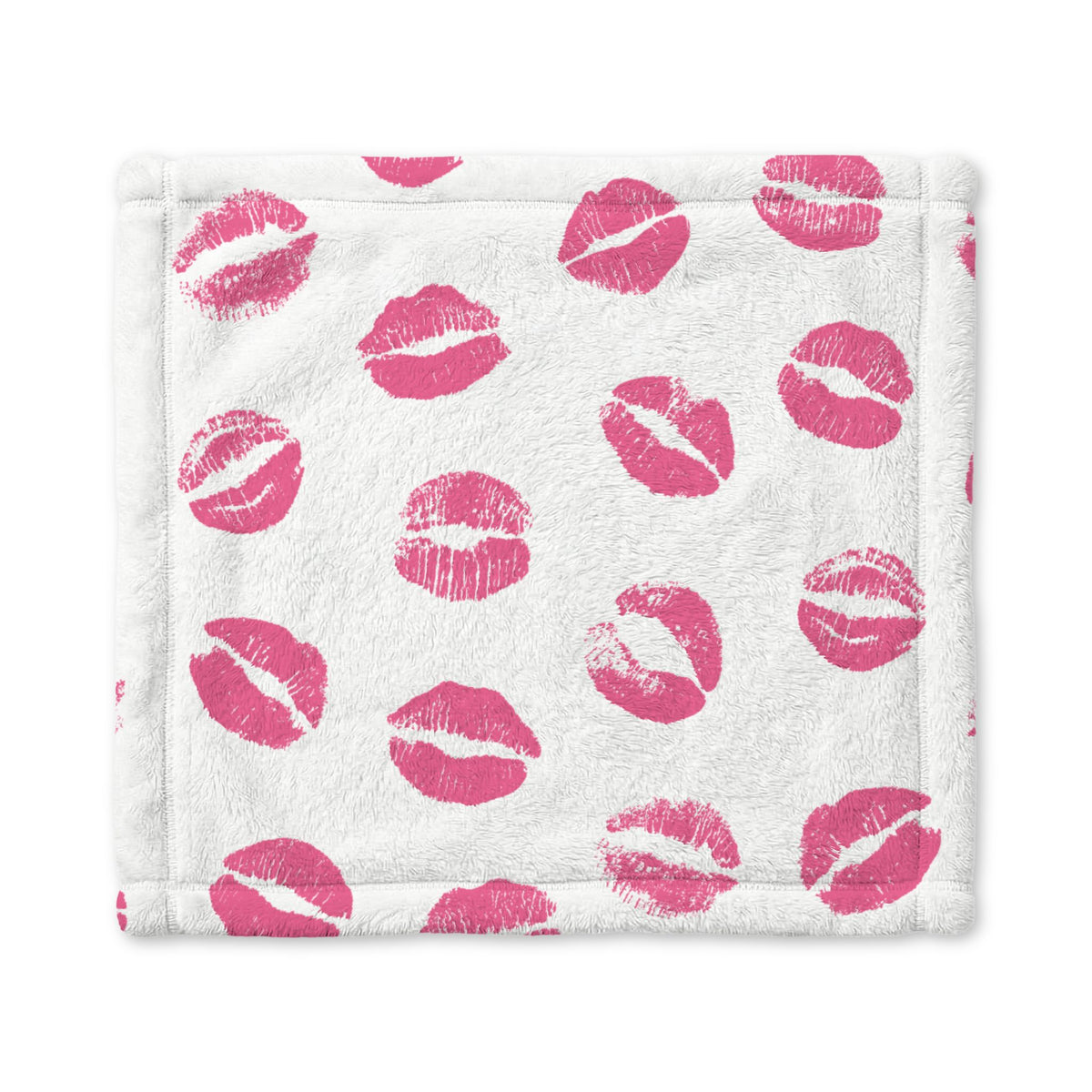 Pink Kiss Baby Lovey Blanket | Soft Minky Security Blanket | Personalized Infant Comfort Blanket |